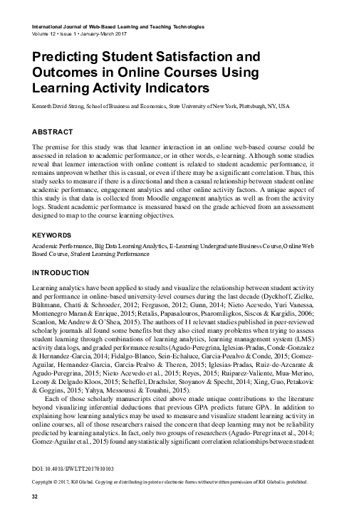 (PDF) Predicting Student Satisfaction and Outcomes in Online Courses ...