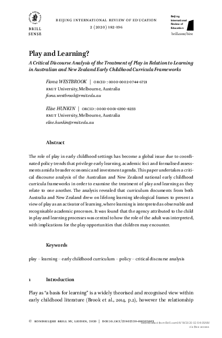 (PDF) Play and Learning?