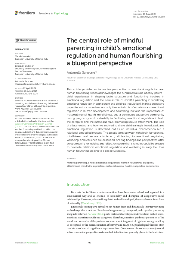 (PDF) The central role of mindful parenting in child’s emotional ...