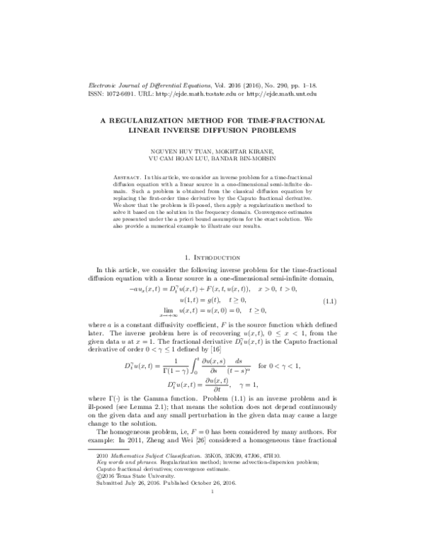 (PDF) A regularization method for time-fractional linear inverse ...