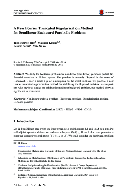 (PDF) A New Fourier Truncated Regularization Method for Semilinear ...