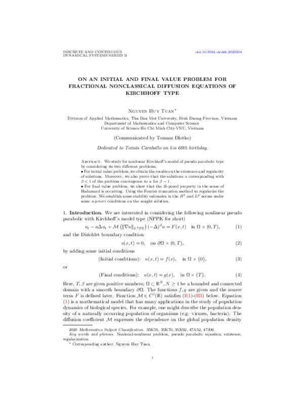 (PDF) On an initial and final value problem for fractional nonclassical ...