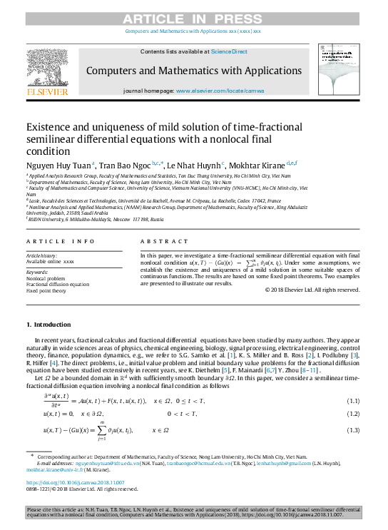 (PDF) Existence and uniqueness of mild solution of time-fractional ...