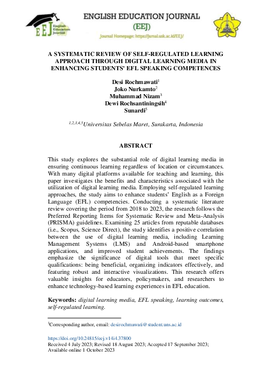 (PDF) A Systematic Review of Self-Regulated Learning Approach through ...