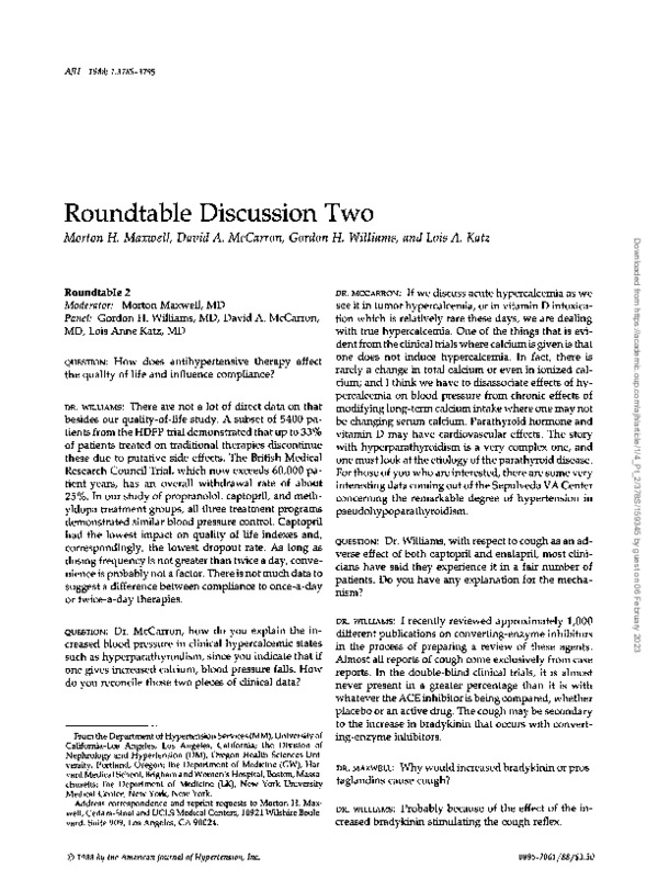 (PDF) Roundtable Discussion Two