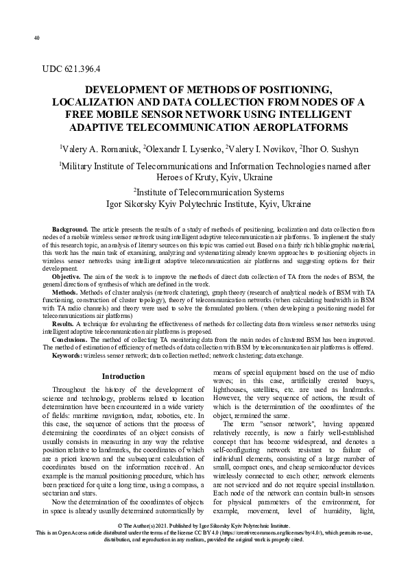 (PDF) Development of Methods of Positioning, Localization and Data ...