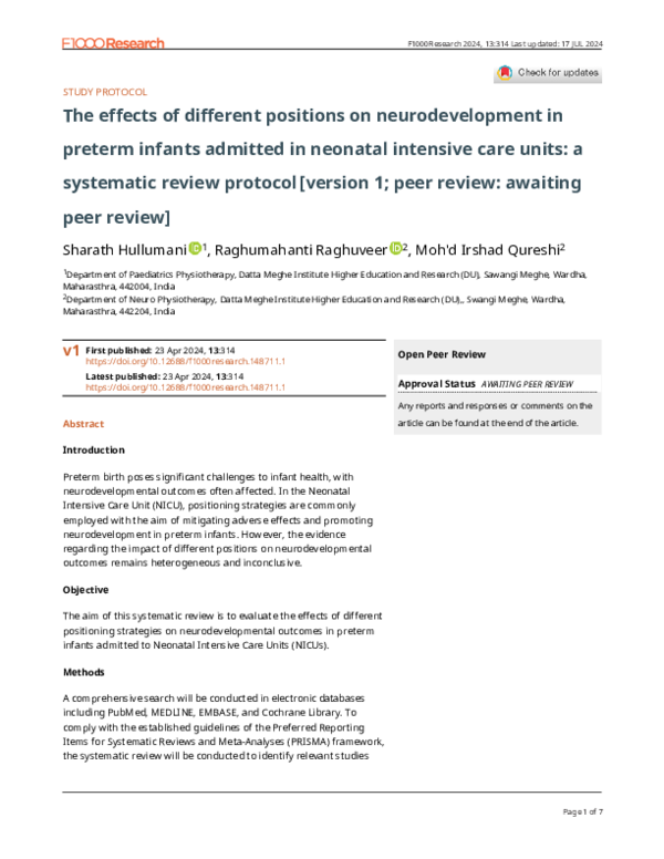(PDF) The effects of different positions on neurodevelopment in preterm ...