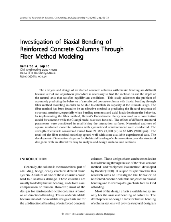 (PDF) Investigation of Biaxial Bending of Reinforced Concrete Columns ...