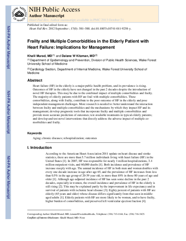 (PDF) Frailty and multiple comorbidities in the elderly patient with ...