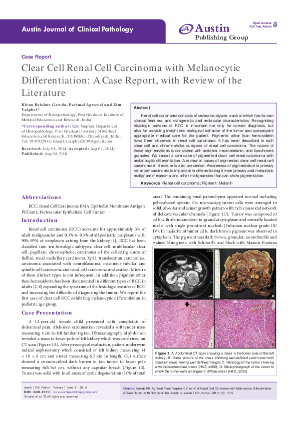 (PDF) Clear Cell Renal Cell Carcinoma with Melanocytic Differentiation ...