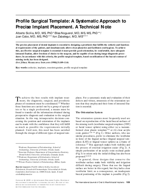 (PDF) Profile surgical template: a systematic approach to precise ...