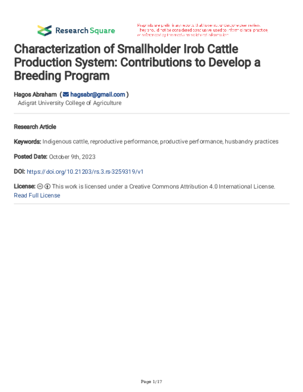 (PDF) Characterization of Smallholder Irob Cattle Production System ...