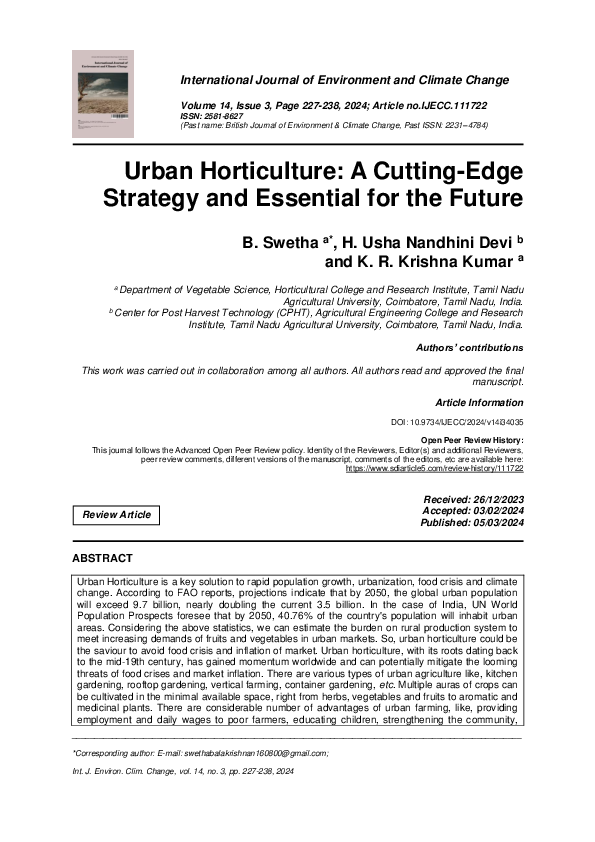 (PDF) Urban Horticulture: A Cutting-Edge Strategy and Essential for the ...
