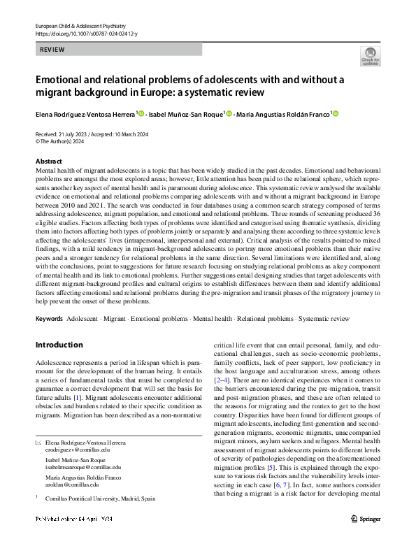 (PDF) Emotional and relational problems of adolescents with and without ...
