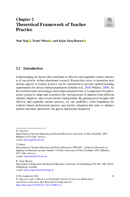 (PDF) Theoretical Framework of Teacher Practice