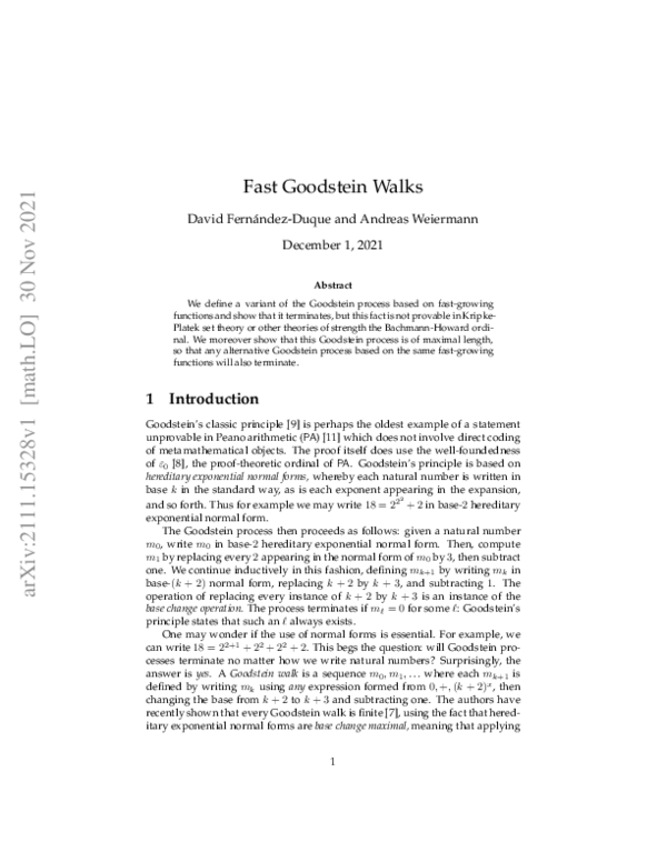 (PDF) Fast Goodstein Walks