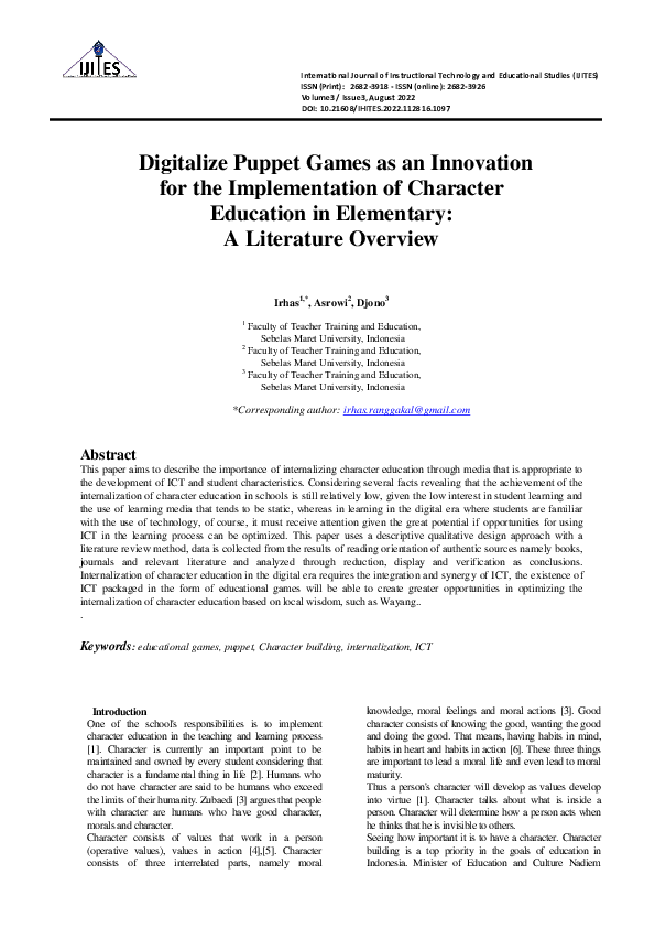 (PDF) Digitalize Puppet Games as an Innovation for the Implementation ...
