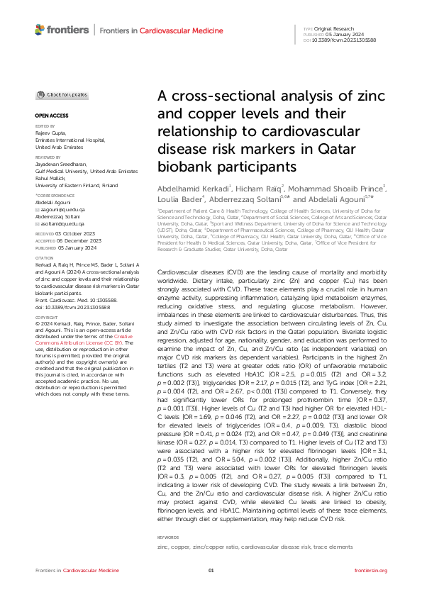 (PDF) A cross-sectional analysis of zinc and copper levels and their ...
