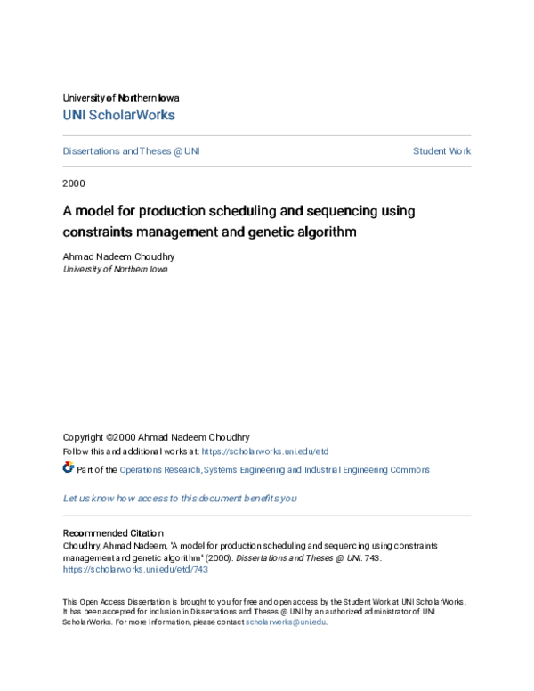 (PDF) A model for production scheduling and sequencing using ...