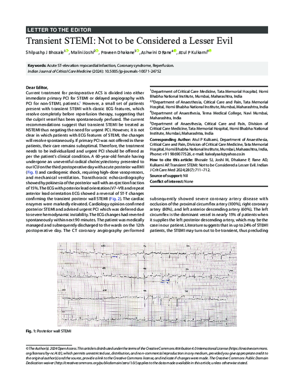 (PDF) Transient STEMI: Not to be Considered a Lesser Evil