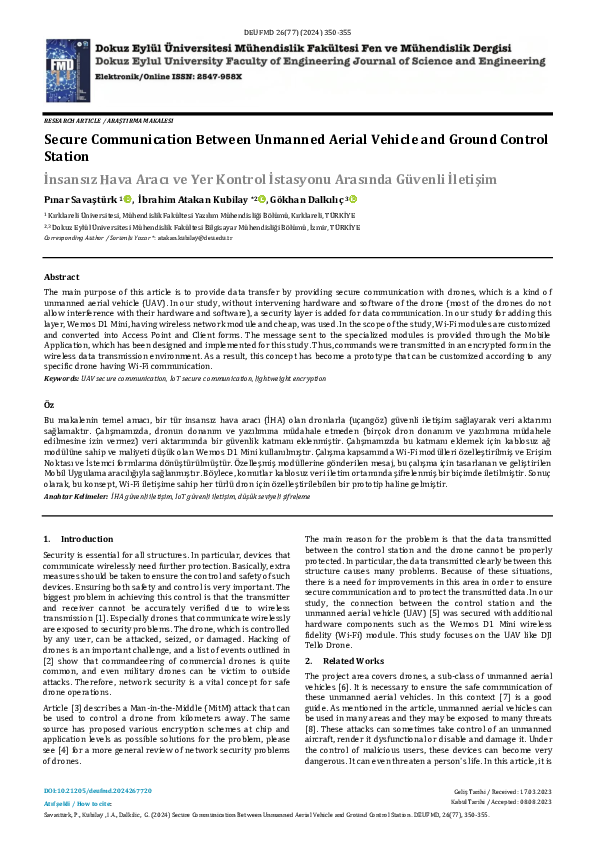 (PDF) Secure Communication Between Unmanned Aerial Vehicle and Ground ...