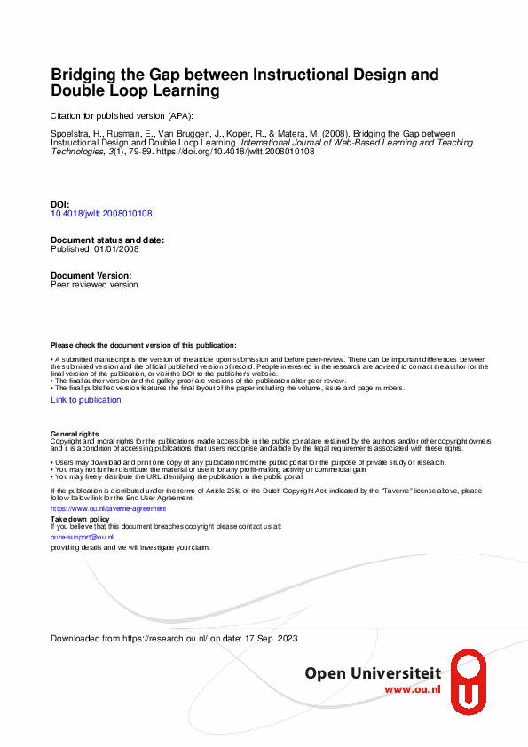 (PDF) Bridging the Gap between Instructional Design and Double-Loop ...
