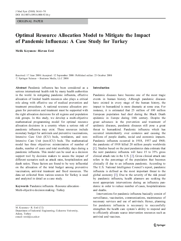 (PDF) Optimal Resource Allocation Model to Mitigate the Impact of ...