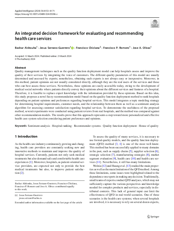 (PDF) An integrated decision framework for evaluating and recommending ...