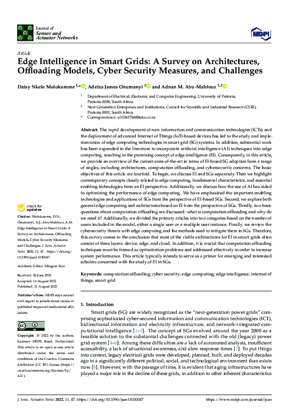 (PDF) Edge Intelligence in Smart Grids: A Survey on Architectures ...