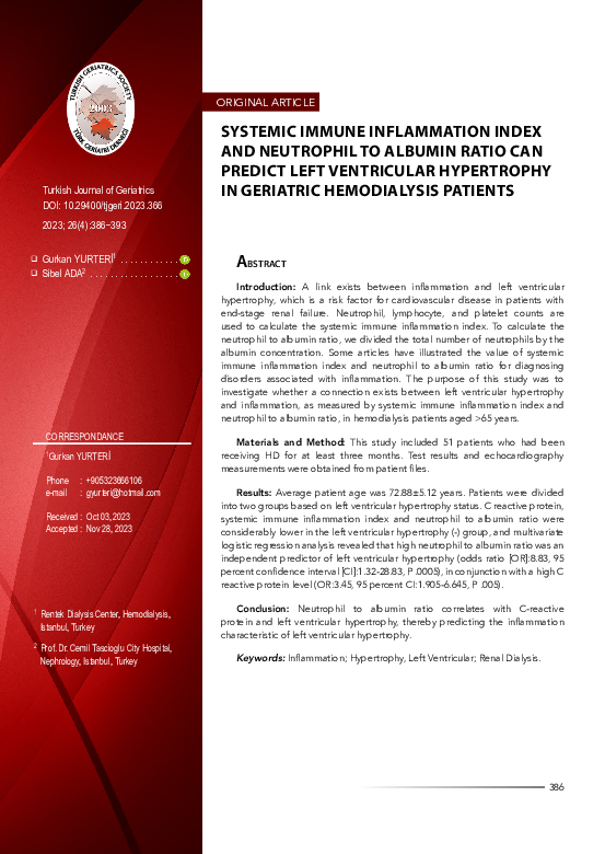 (PDF) Systemic immune inflammation index and neutrophil to albumin ...
