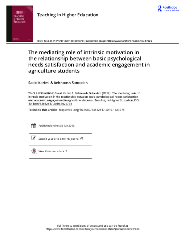 (PDF) The mediating role of intrinsic motivation in the relationship ...