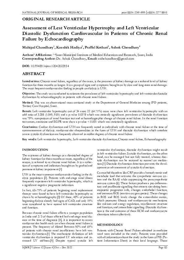 (PDF) Assessment of lest ventricular hypertrophy and left ventricular ...