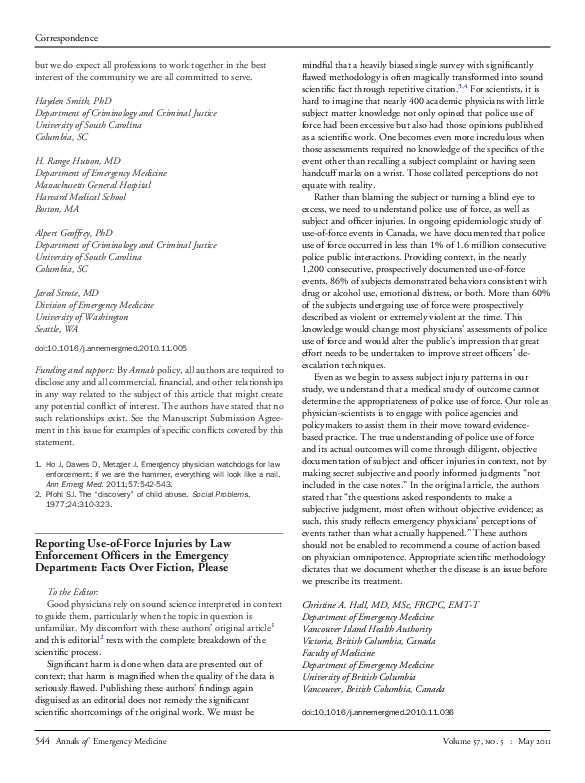 (PDF) Reporting Use of Force Injuries by Law Enforcement Officers in ...