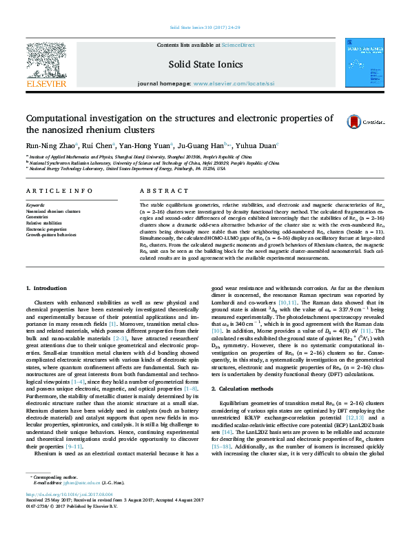(PDF) Computational investigation on the structures and electronic ...