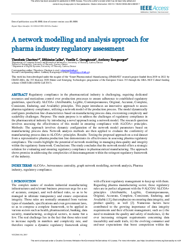(PDF) A network modelling and analysis approach for pharma industry ...