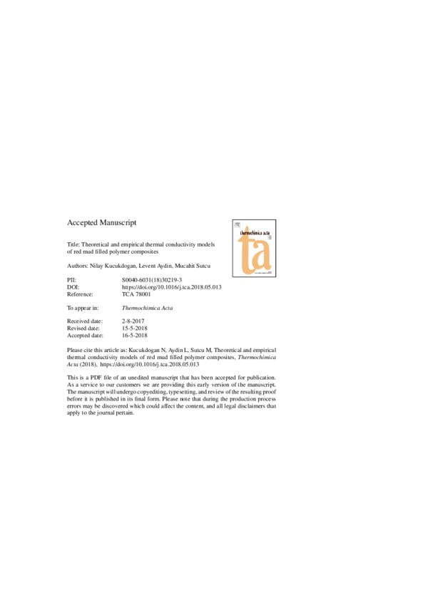 (PDF) Theoretical and empirical thermal conductivity models of red mud ...