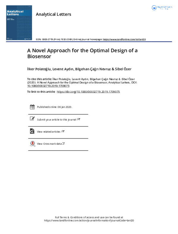 (PDF) A Novel Approach for the Optimal Design of a Biosensor
