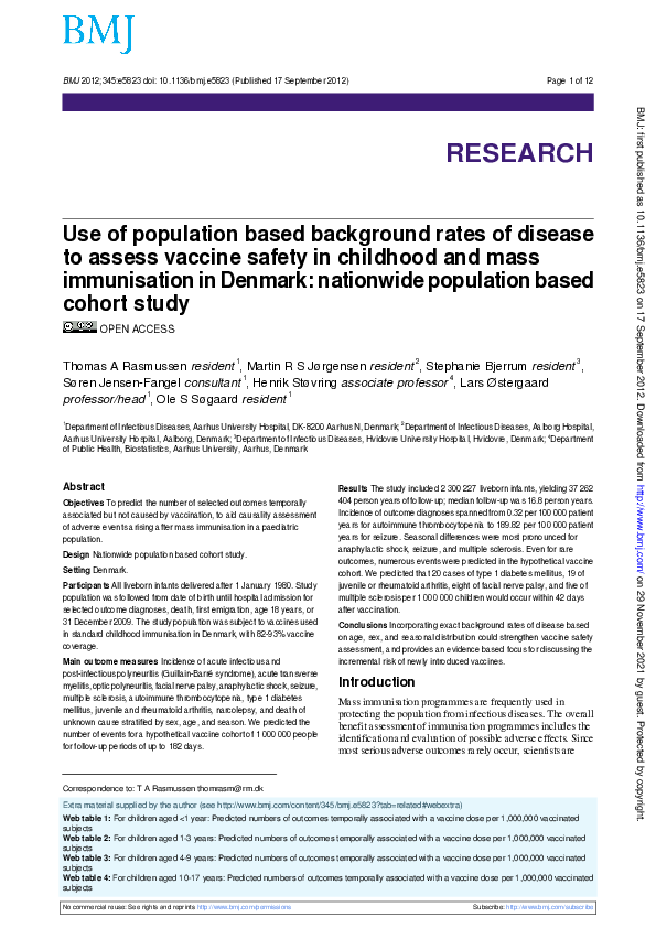 (PDF) Use of population based background rates of disease to assess ...