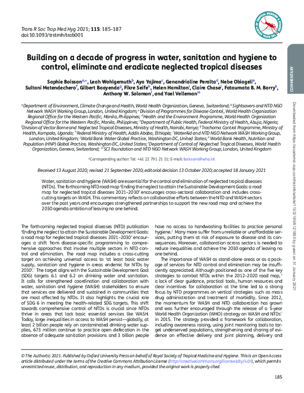 (PDF) Building on a decade of progress in water, sanitation and hygiene ...