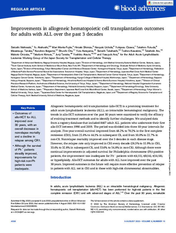 (PDF) Improvements in allogeneic hematopoietic cell transplantation ...