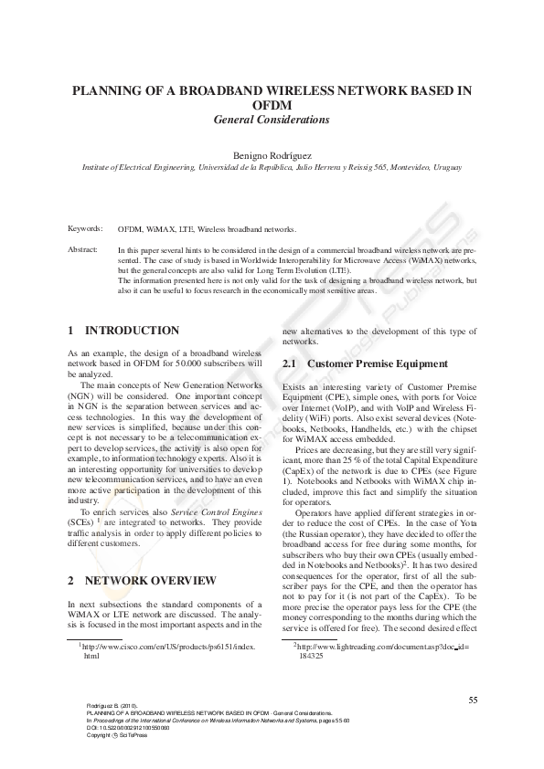 (PDF) PLANNING OF A BROADBAND WIRELESS NETWORK BASED IN OFDM - General ...