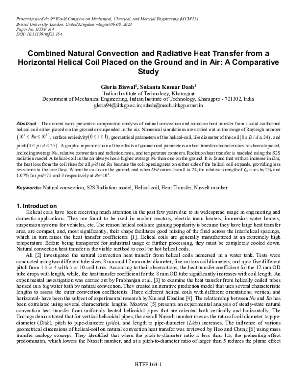 (PDF) Combined Natural Convection and Radiative Heat Transfer from a ...
