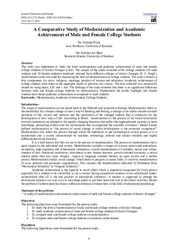 (PDF) A Comparative Study of Modernization and Academic Achievement of ...