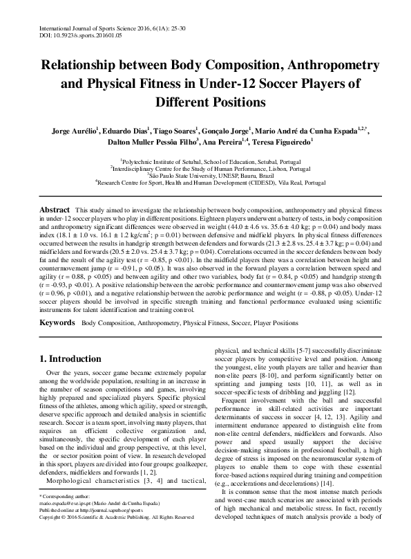 (PDF) Relationship between body composition, anthropometry and physical ...