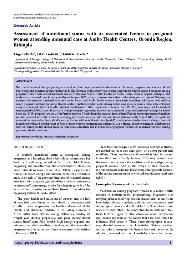 (PDF) Assessment of nutritional status with its associated factors in ...