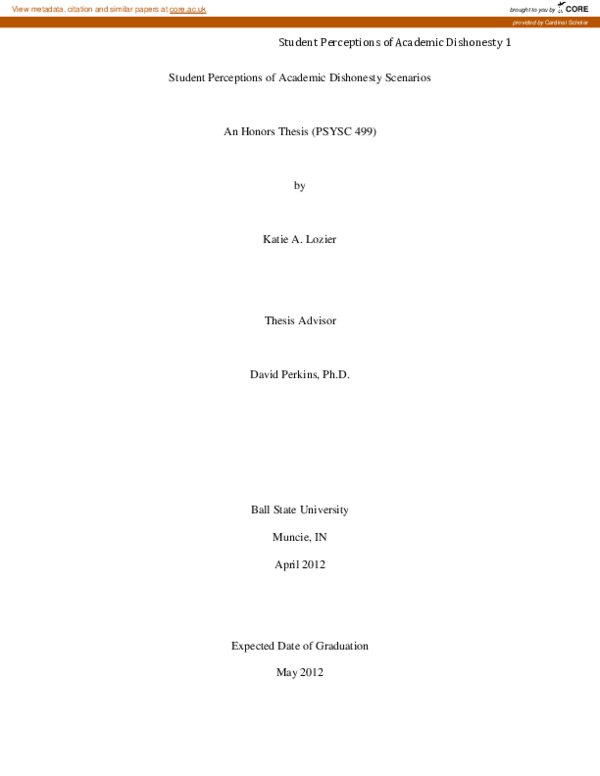 (PDF) Student Perceptions of Academic Dishonesty Scenarios