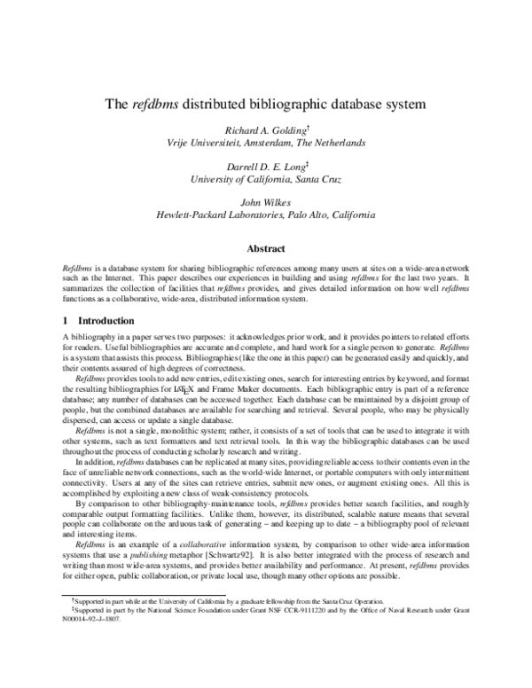(PDF) The refdbms distributed bibliographic database system