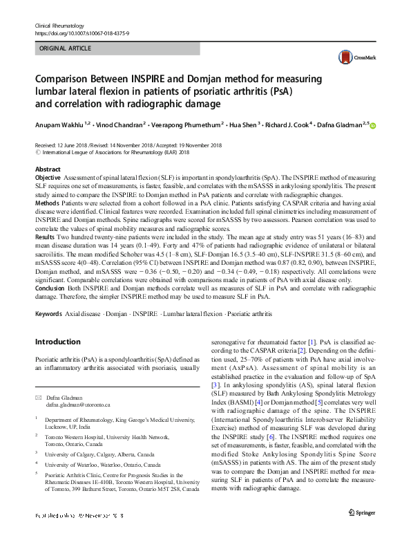 (PDF) Comparison Between INSPIRE and Domjan method for measuring lumbar ...