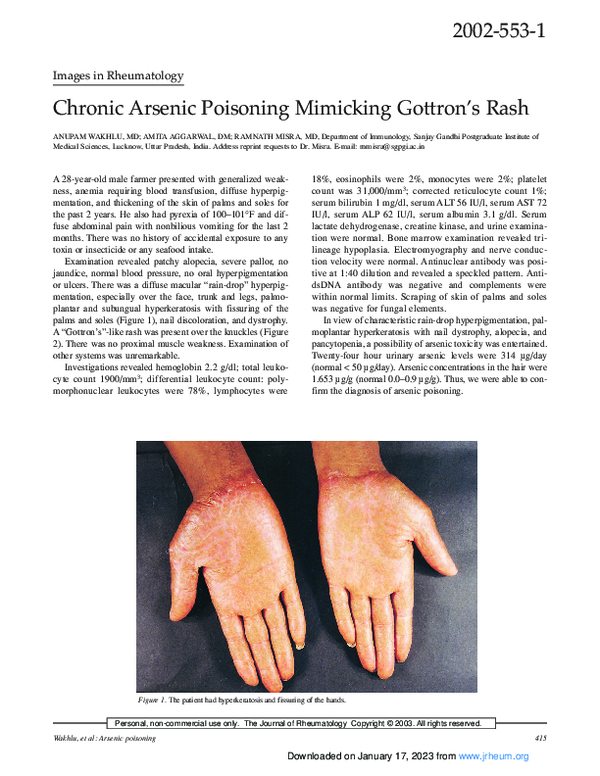 (PDF) Chronic arsenic poisoning mimicking Gottron's rash