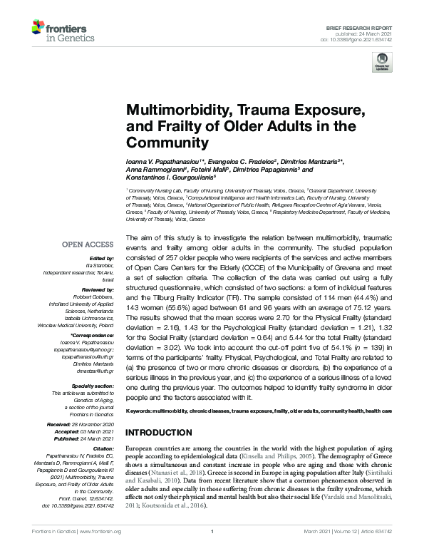 (PDF) Multimorbidity, Trauma Exposure, and Frailty of Older Adults in ...